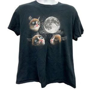 Grumpy Cat 3 Moon Men's Black T-shirt Large Gildan